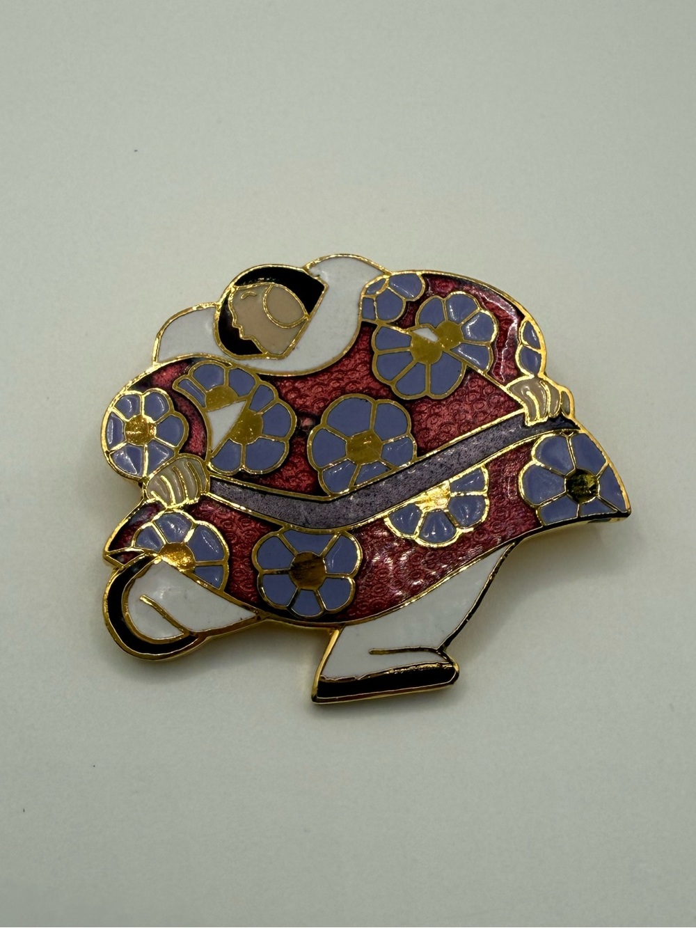 Vintage Barbara Lavallee Alaska Inuit Woman dancing Brooch Pin Enamel